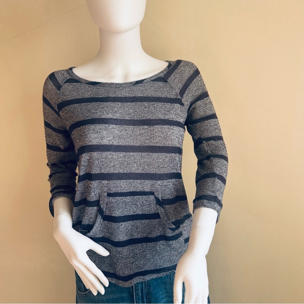 Delia’s Y2K Striped Cutout-Back Top – Gray/Navy – Size XS